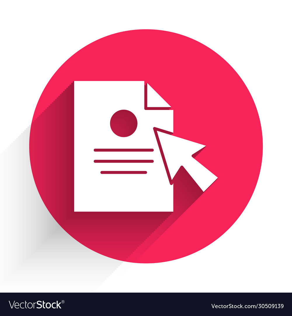 White document and cursor icon isolated with long vector image White document and cursor icon isolated with long