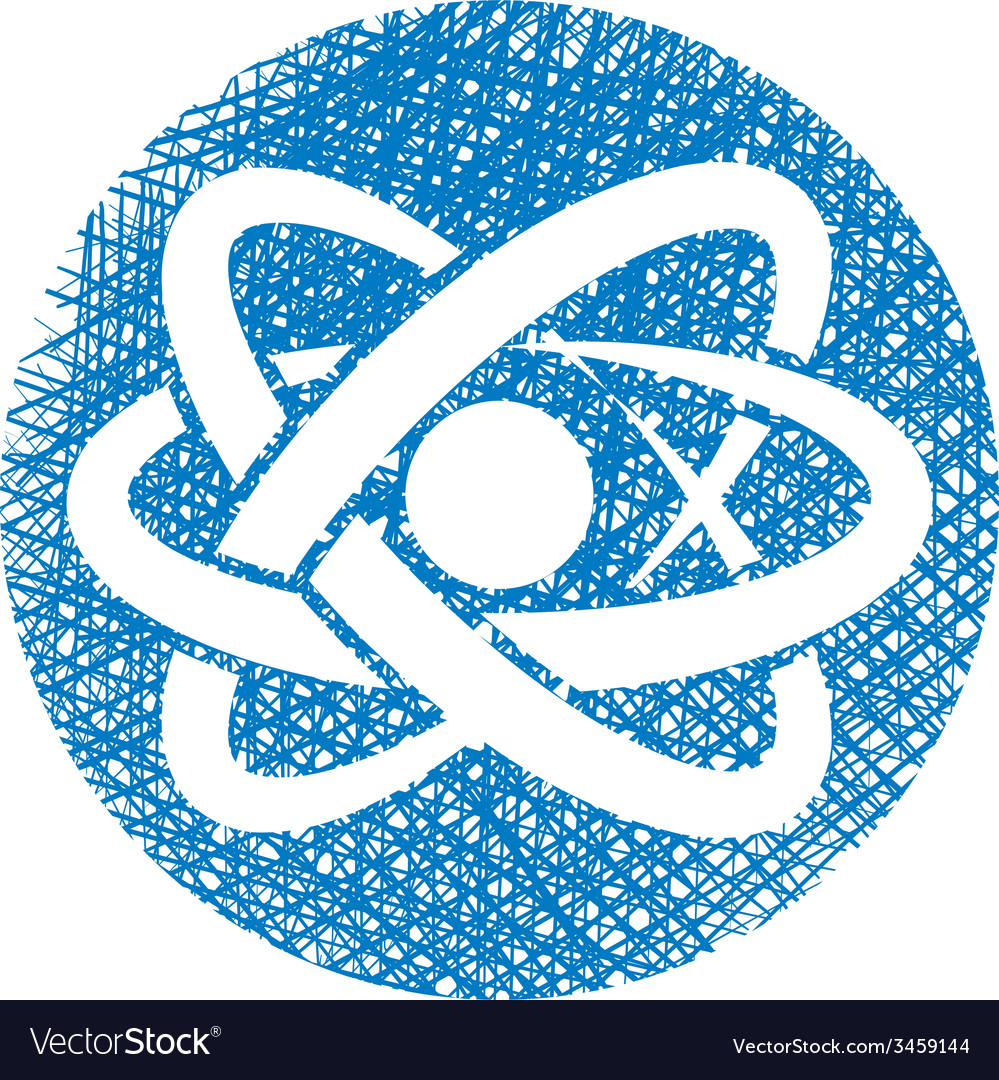 Atom part icon with hand drawn lines texture