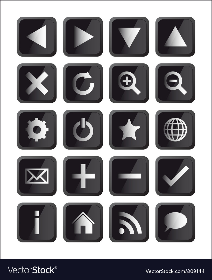 Black Navigation Icons - Square Set