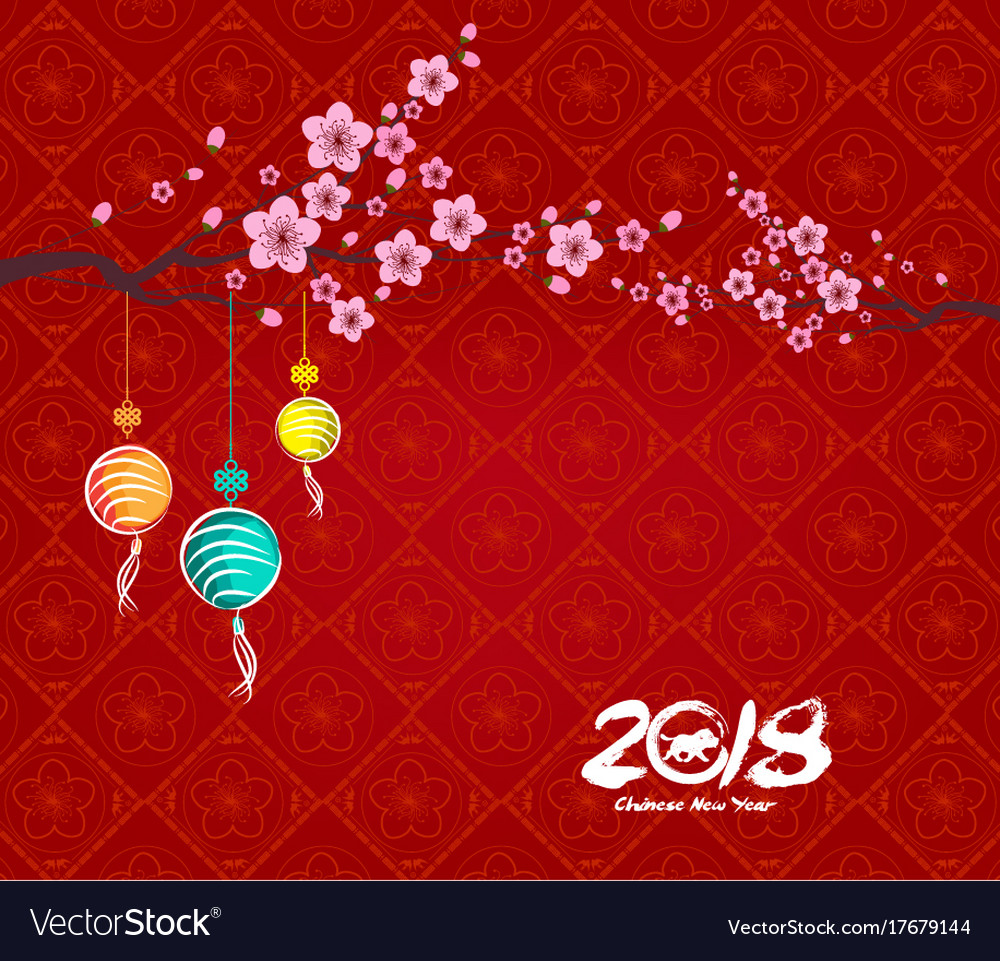 Chinese new year 2018 background with lantern