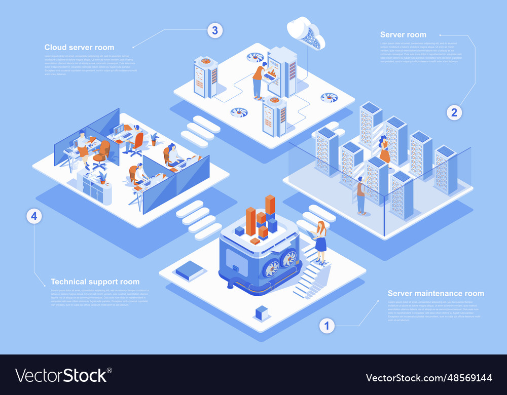 Data center concept 3d isometric web scene