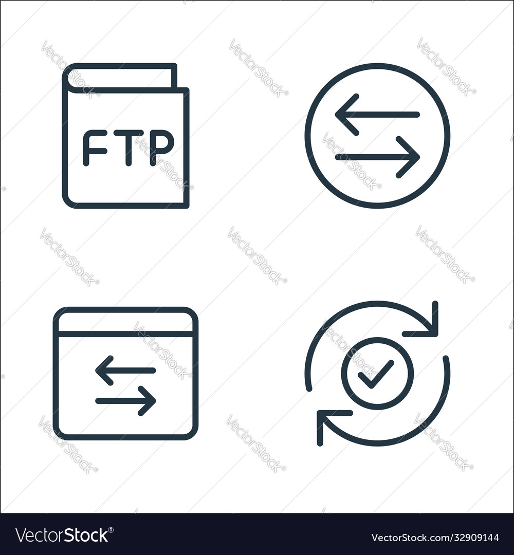 Data transfer line icons linear set quality vector image Data transfer line icons linear set quality