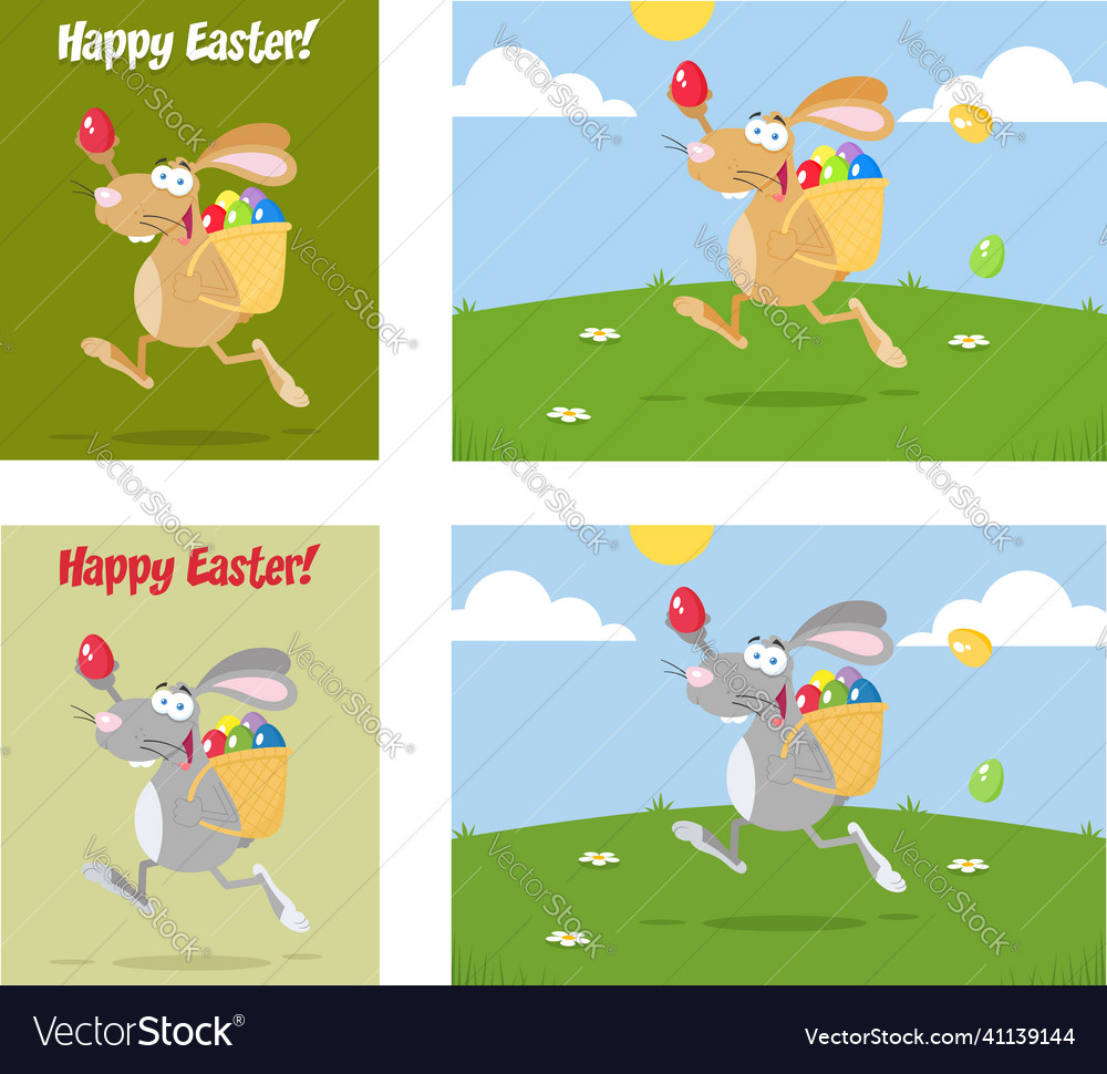 Easter rabbit cartoon character collection