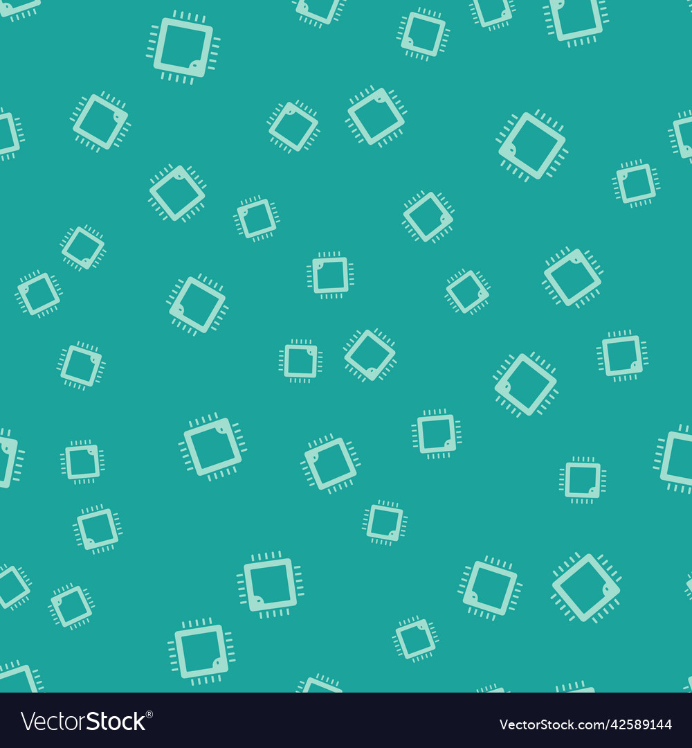 Green computer processor with microcircuits cpu vector image Green computer processor with microcircuits cpu