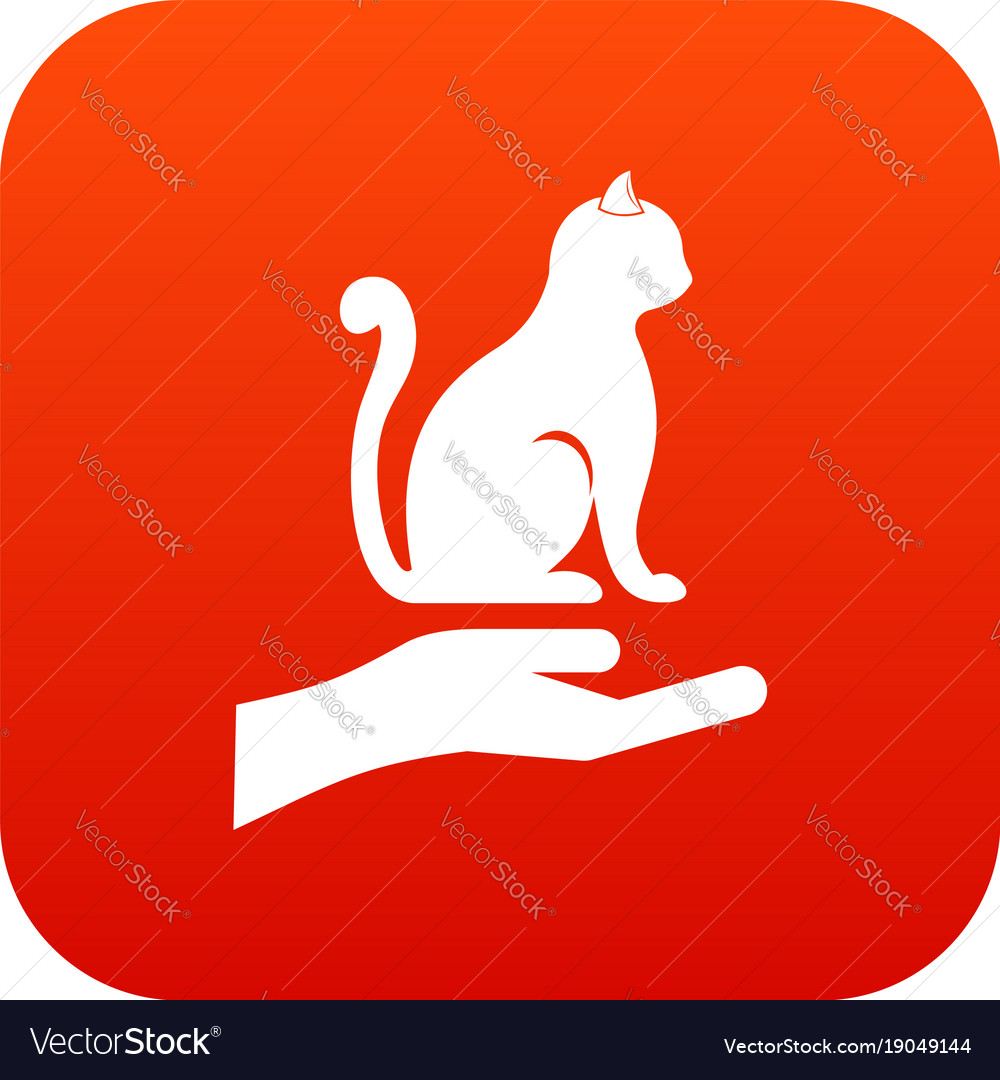 Cat Icon Vector Red Icon Gray Stock Vector (Royalty Free) 600807695