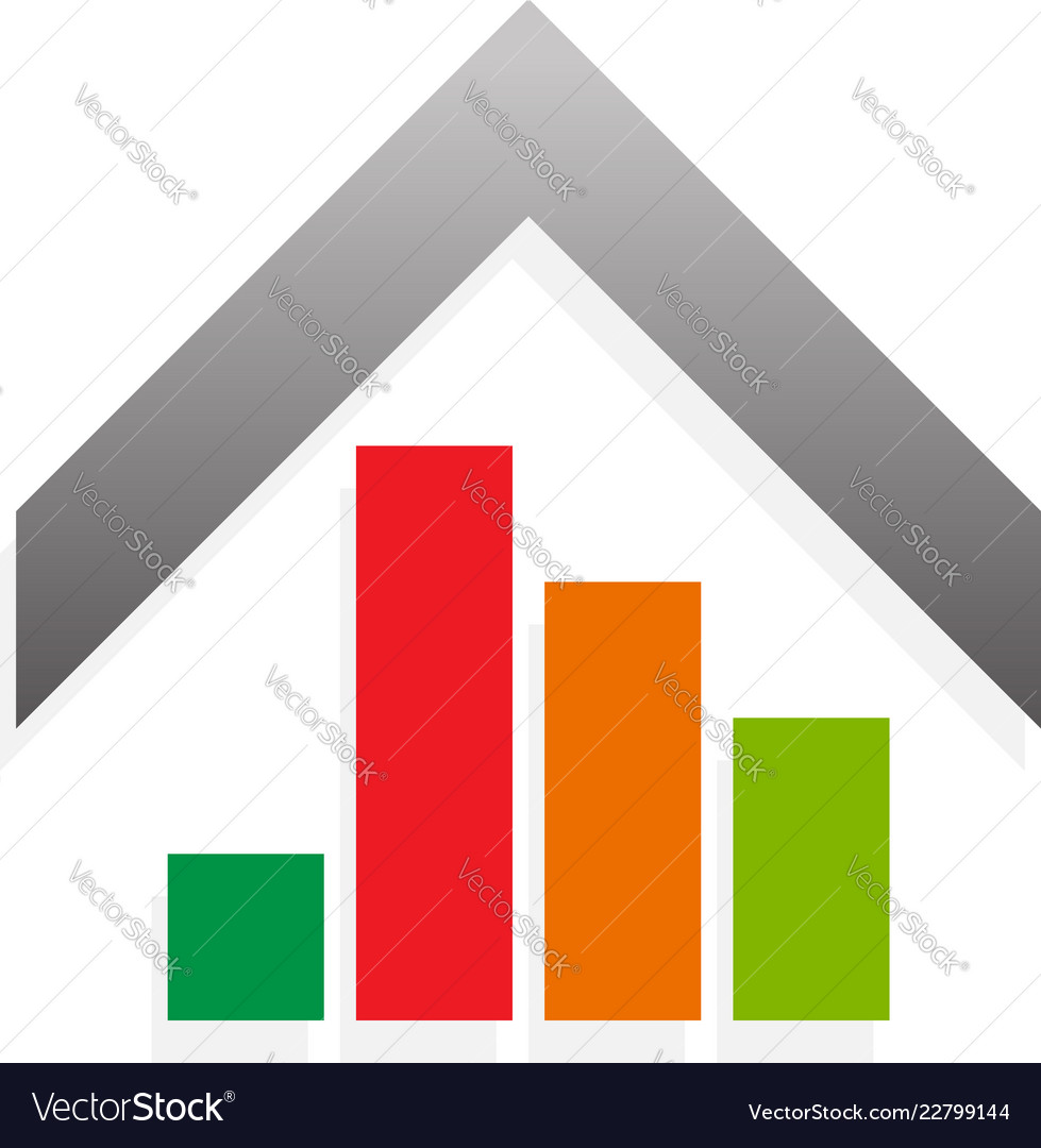 House icon with bar chart graph for value vector image House icon with bar chart graph for value