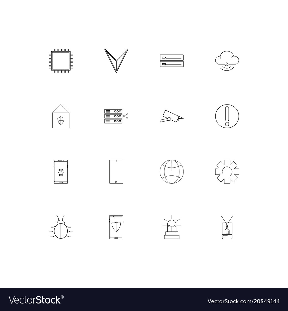 Internet technologies linear thin icons set