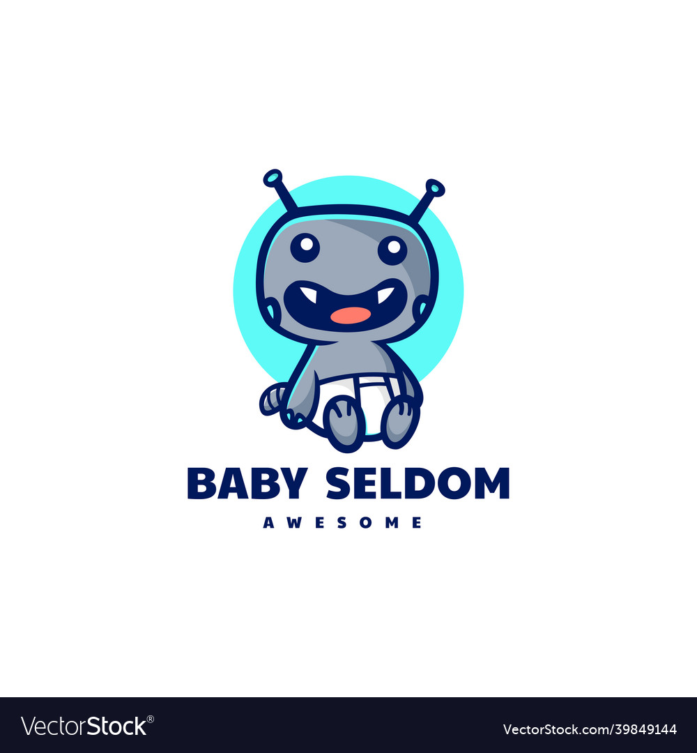 Logo baby monster mascot cartoon style Royalty Free Vector