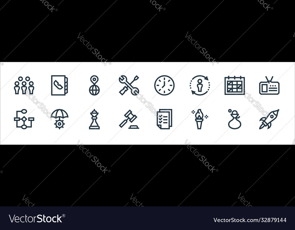 Management line icons linear set quality vector image Management line icons linear set quality
