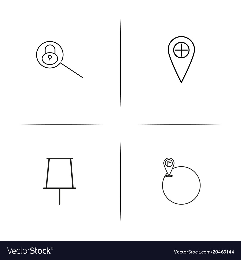 Maps and navigation simple linear icons set