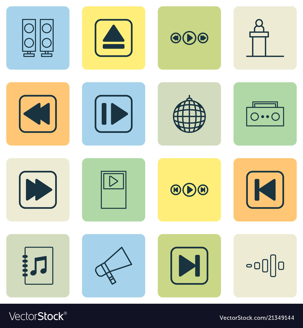 Multimedia icons set with fast forward song Vector Image Multimedia icons set with fast forward song