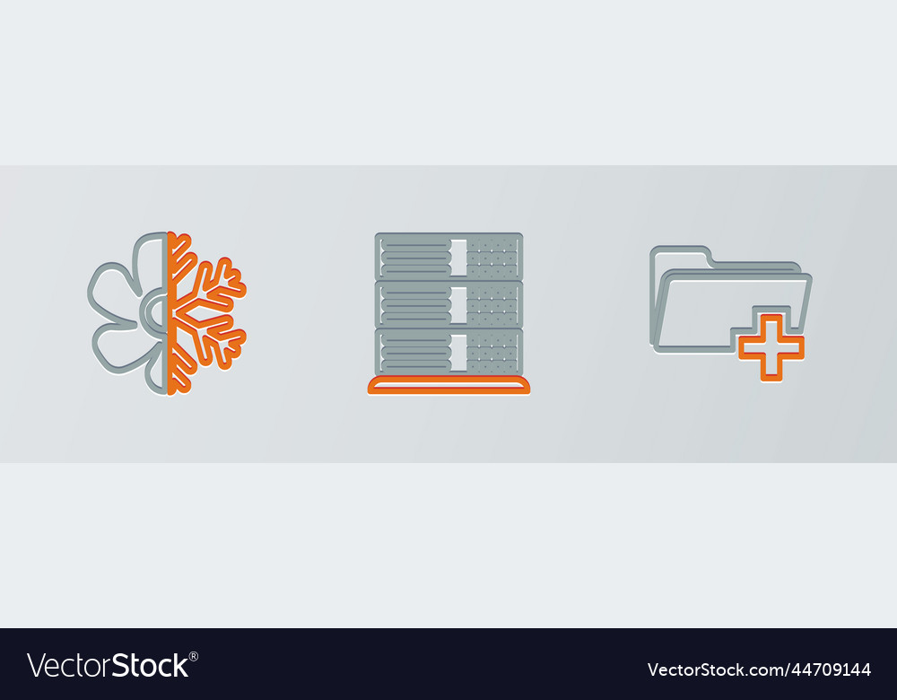Set line add new folder air conditioner Vector Image Set line add new folder air conditioner