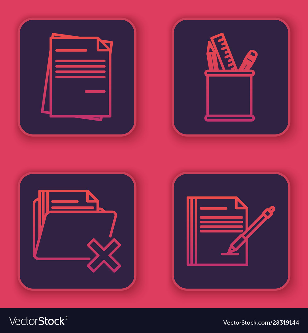 Set line file document delete folder pencil case vector image Set line file document delete folder pencil case