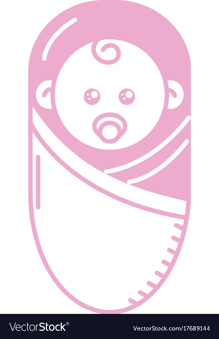 Silhouette cute baby with pacifier design