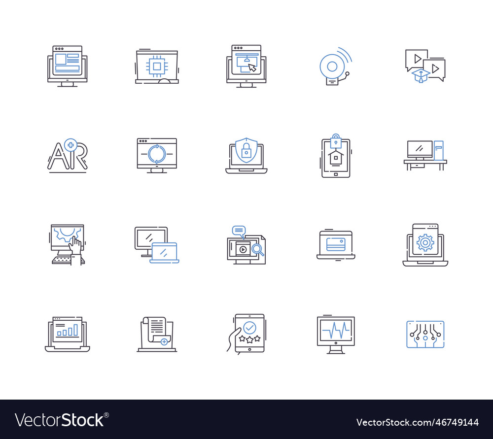 Software outline icons collection vector image Software outline icons collection