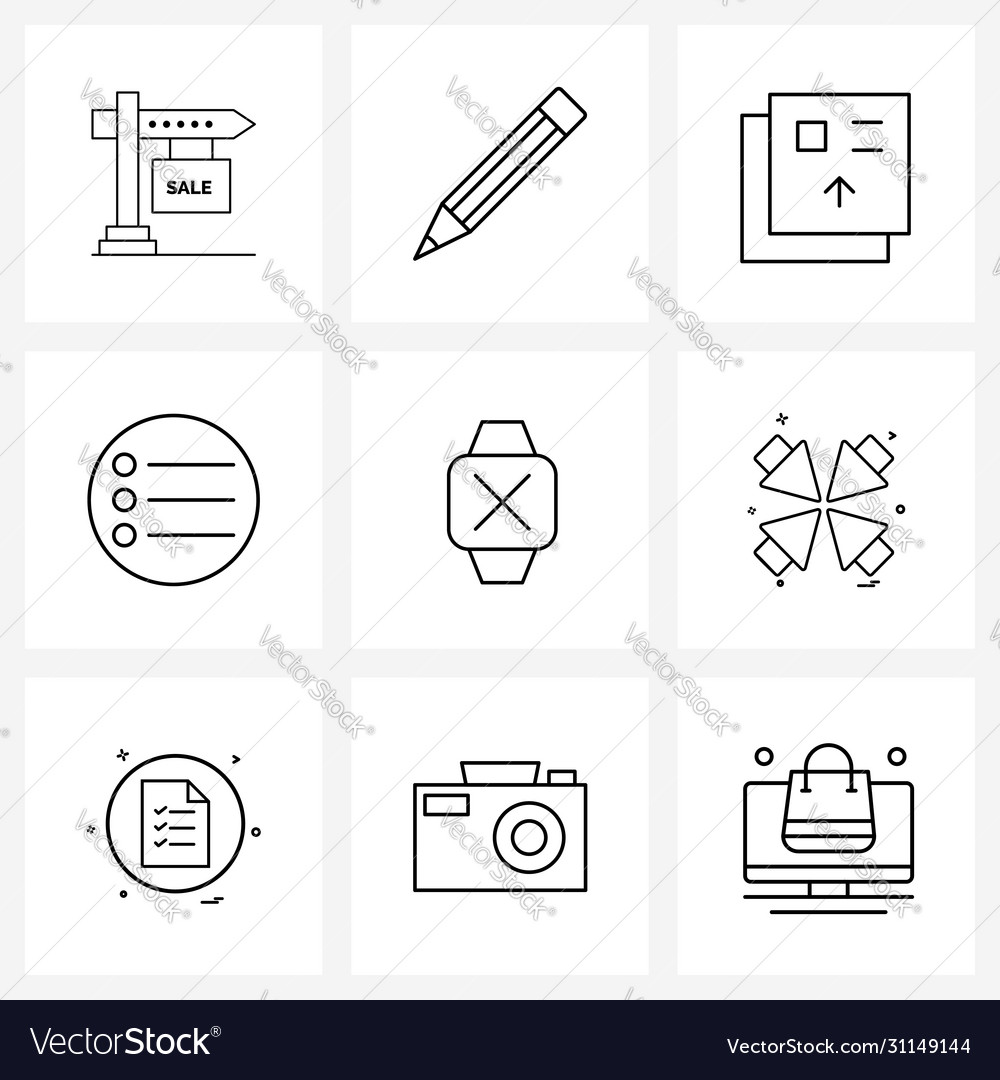 Ui set 9 basic line icons navigation list