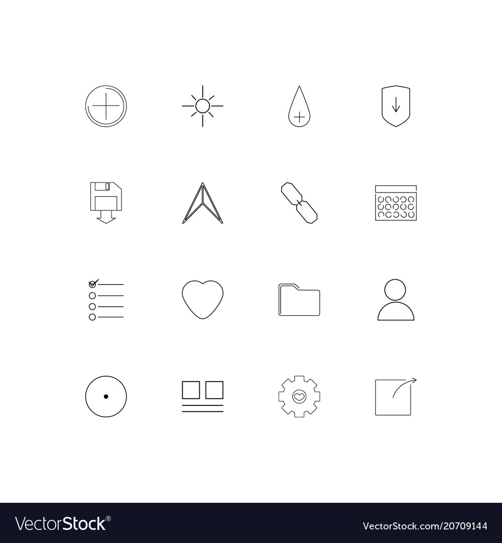 User interface simple linear icons set outlined