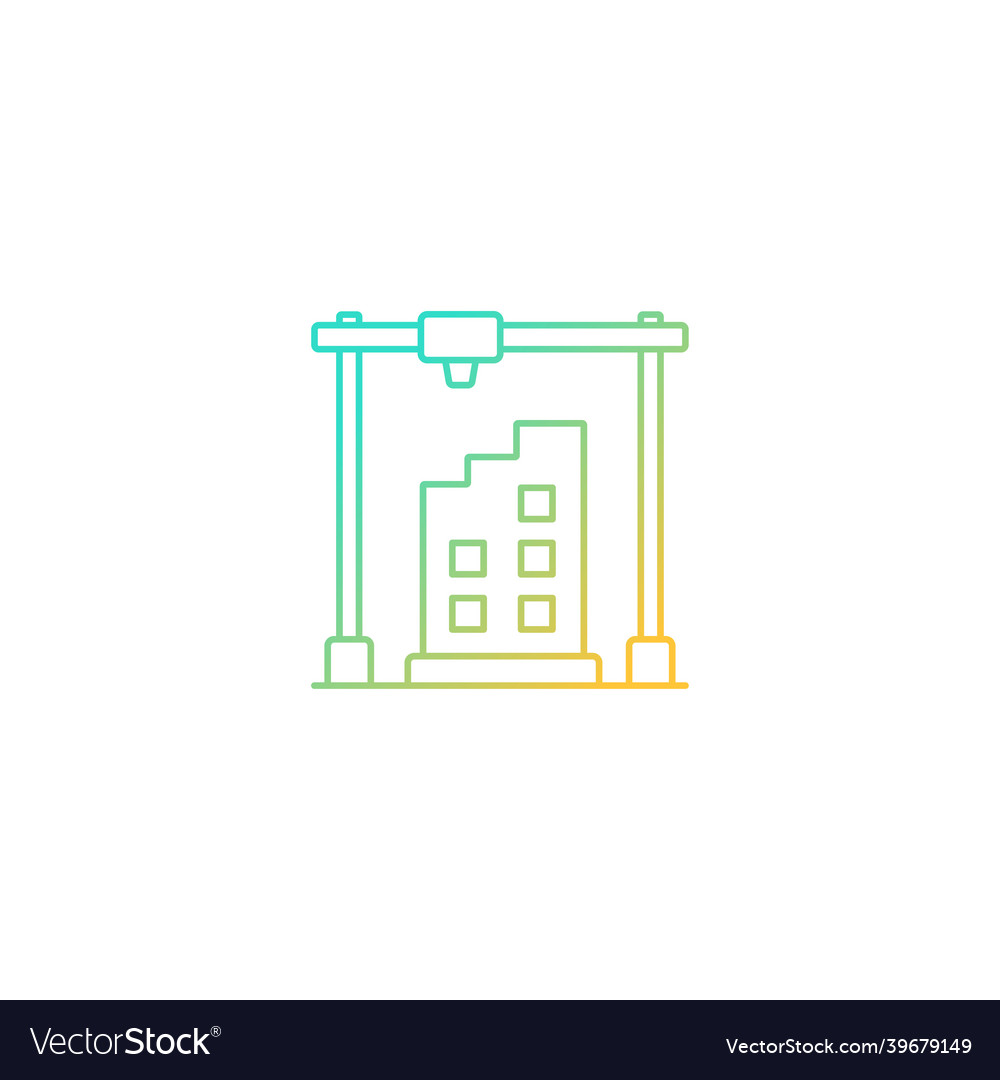 3d printed building design gradient linear icon vector image 3d printed building design gradient linear icon