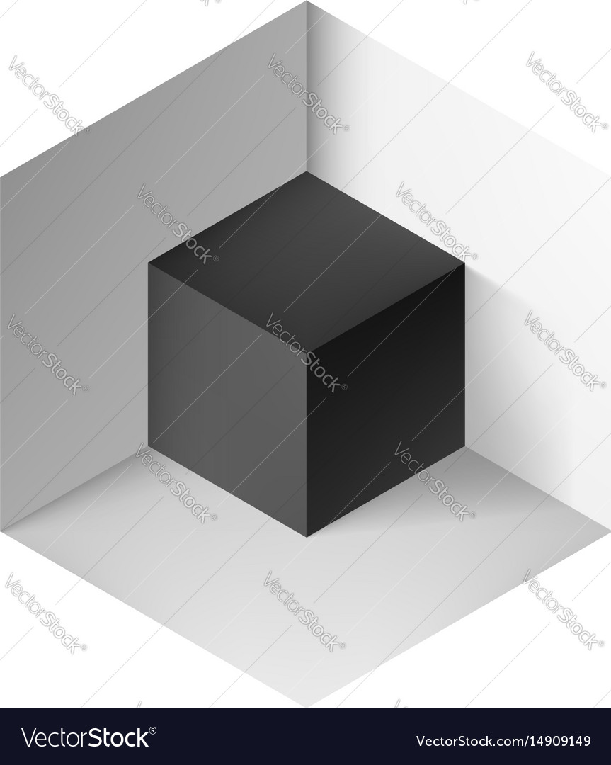 Abstract geometric background with black cube