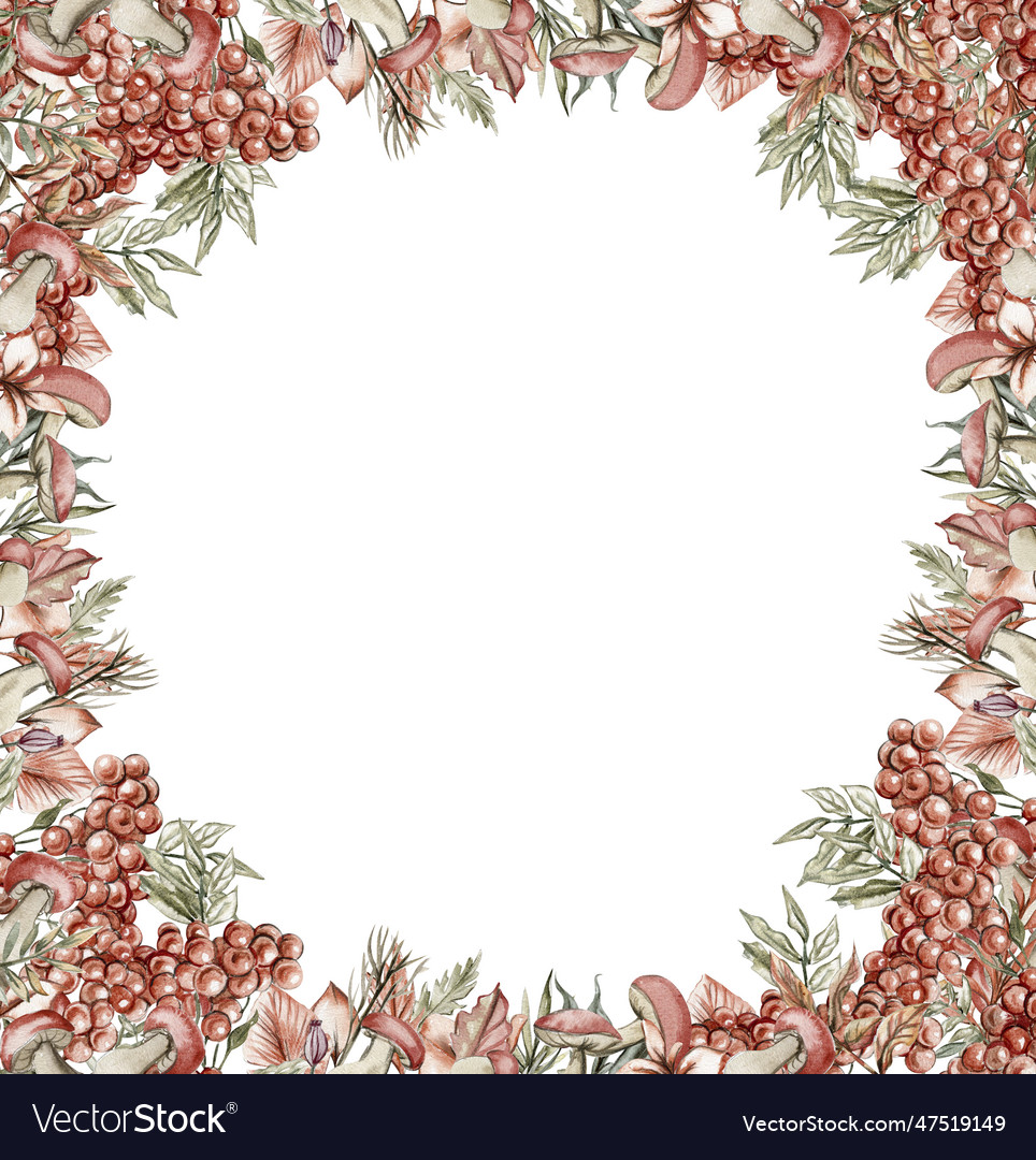Autumn square frame with mushromms Vector Image Autumn square frame with mushromms