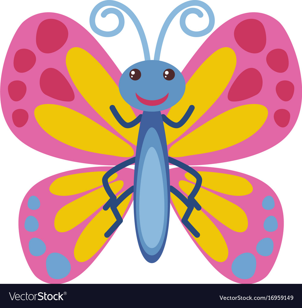 Butterfly with pink wings Royalty Free Vector Image