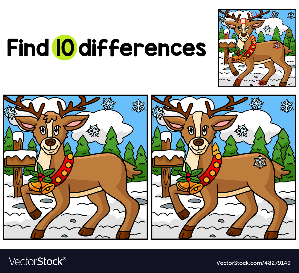 Christmas reindeer find the differences