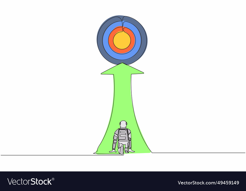 Continuous one line drawing back view astronaut vector image Continuous one line drawing back view astronaut