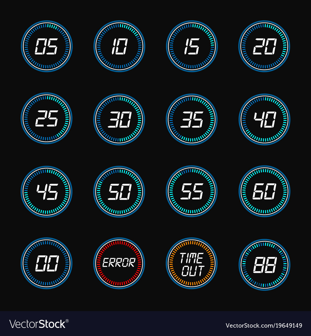 Digital countdown timer clock design icons Vector Image