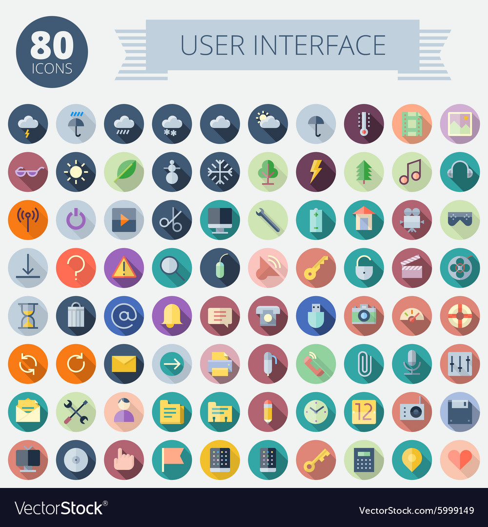 Flat design icons for user interface Royalty Free Vector