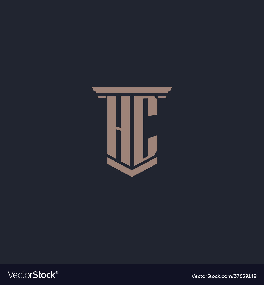 Hc initial monogram logo with pillar style design