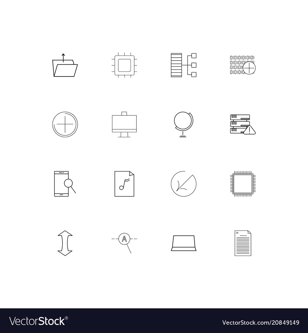 Internet technologies linear thin icons set