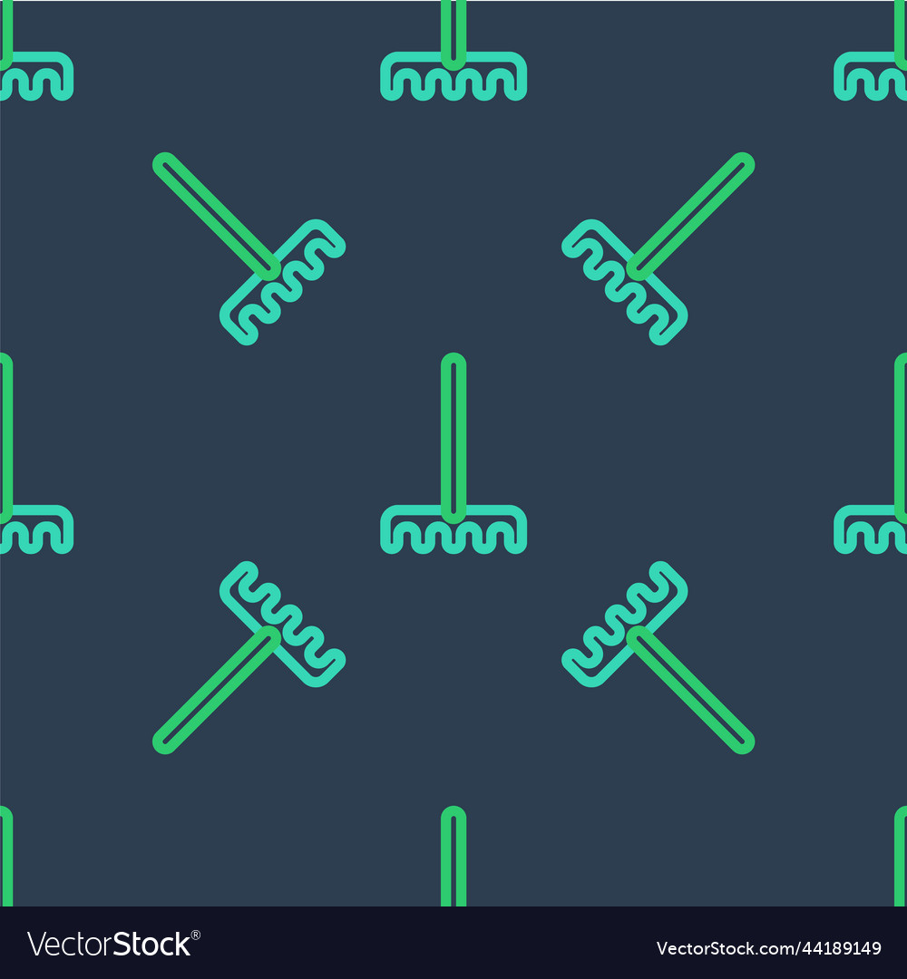 Line garden rake icon isolated seamless pattern