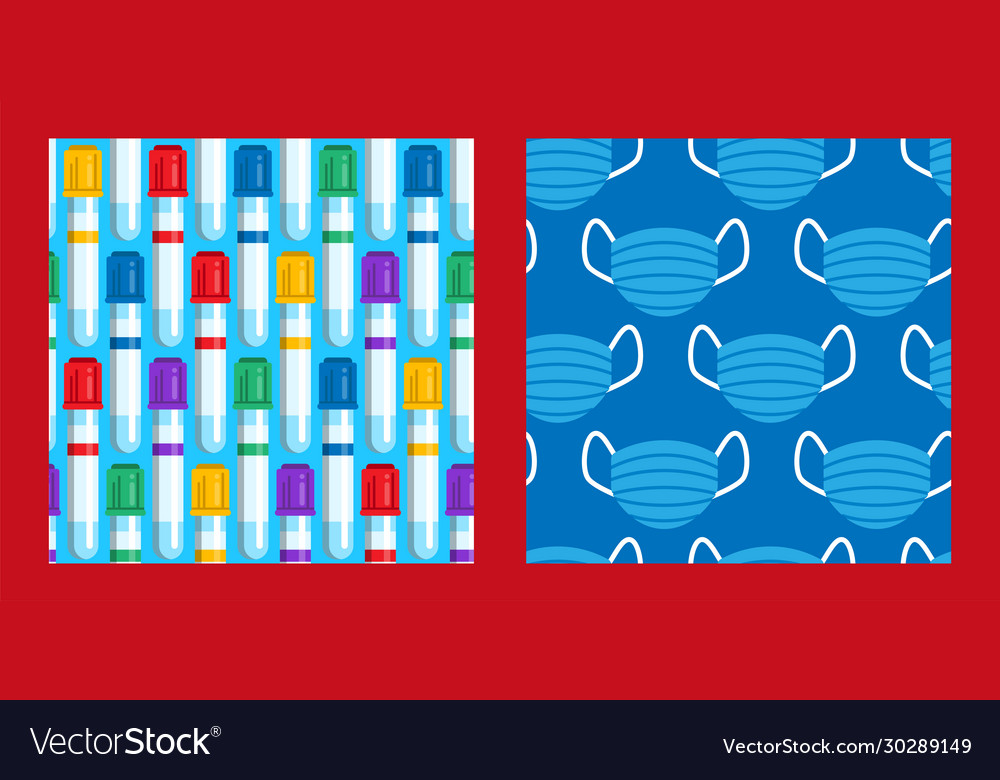 Masks and test tubes patterns vector image Masks and test tubes patterns