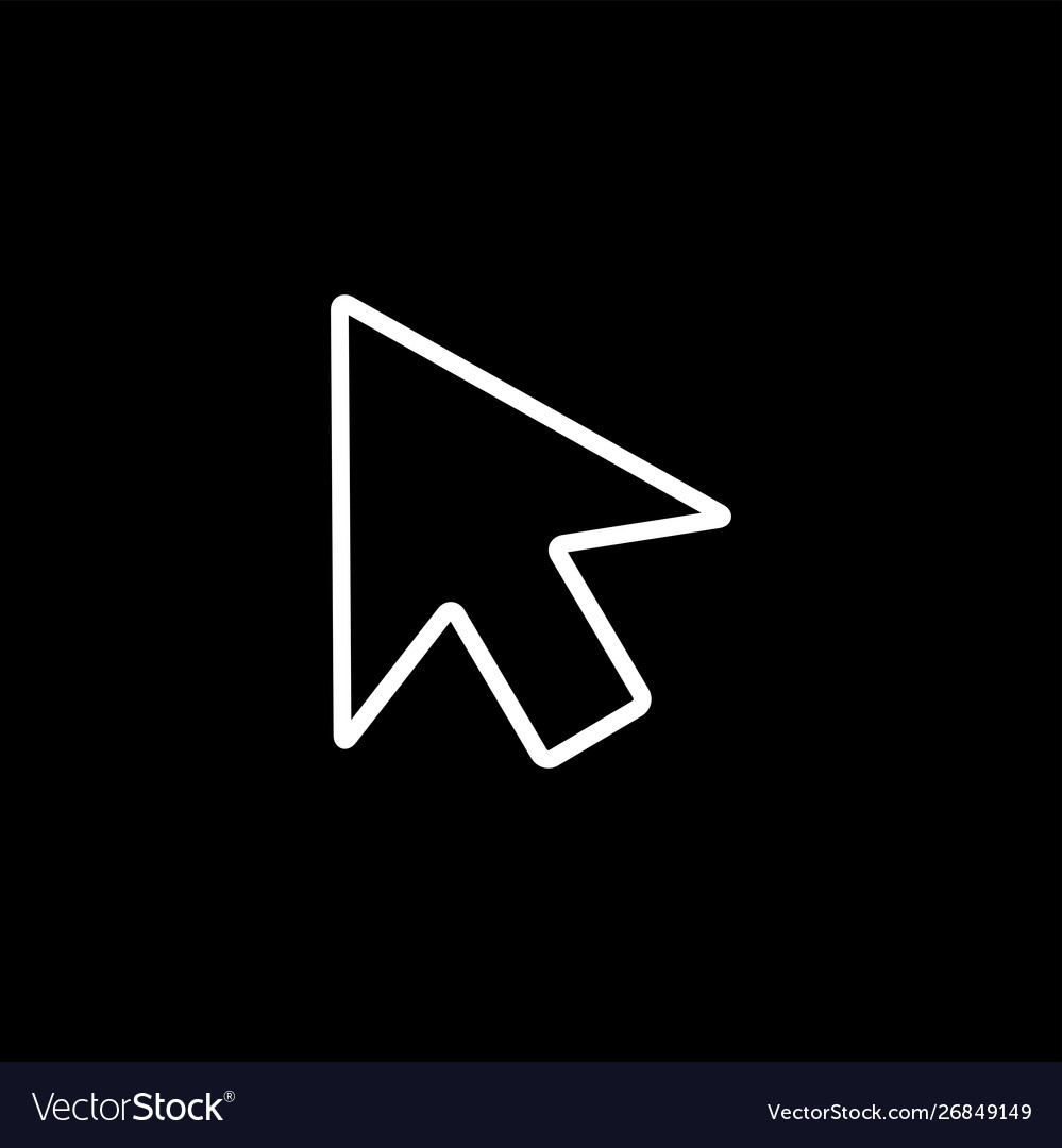 Mouse cursor line icon on black background vector image Mouse cursor line icon on black background