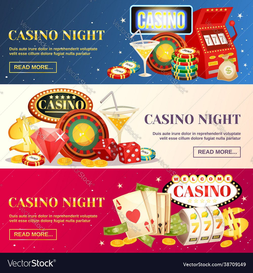 Night casino three horizontal banners