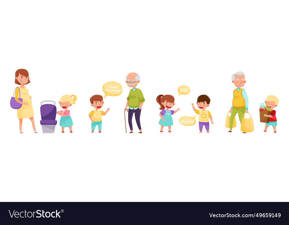 Polite children character with courteous behavior Vector Image