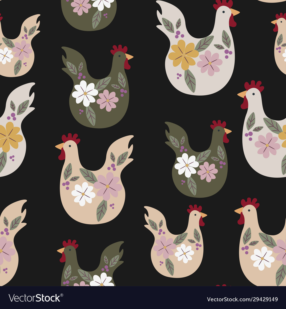 Seamless pattern with chicken for easter vector image Seamless pattern with chicken for easter
