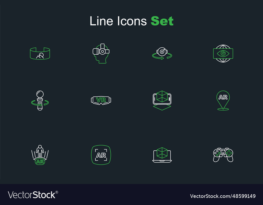 Set line gamepad 3d modeling augmented reality vector image Set line gamepad 3d modeling augmented reality