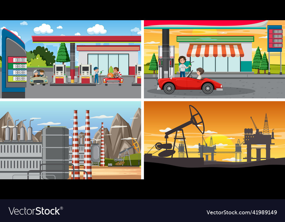Set von Ölbenzin und Gas relevante Szene