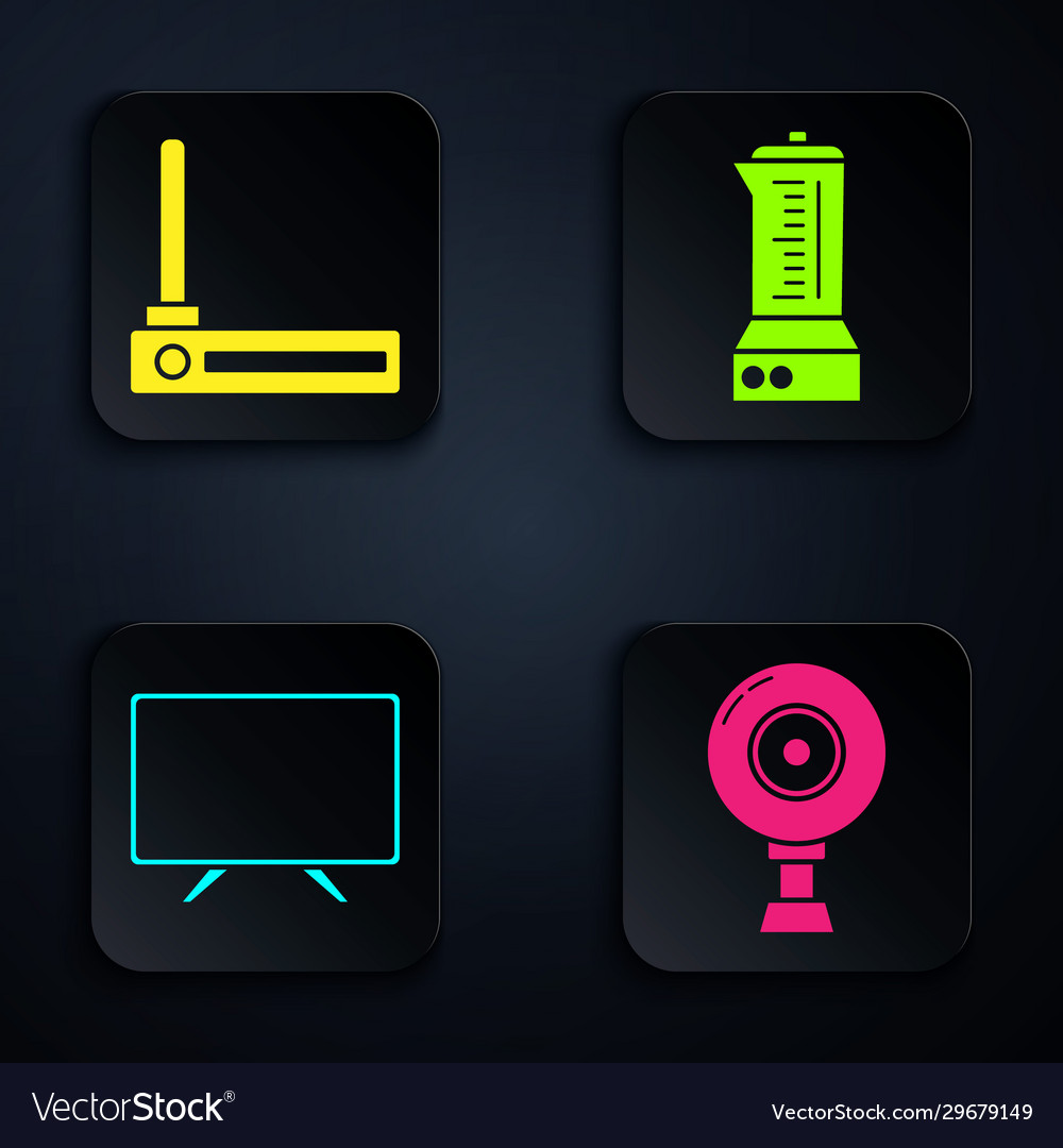 Set web camera router and wi-fi signal smart vector image Set web camera router and wi-fi signal smart