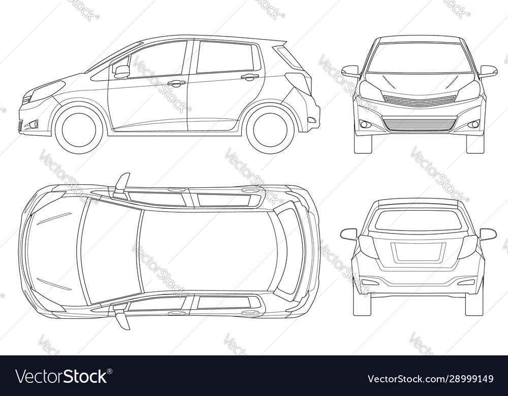 Subcompact hatchback car in outline compact Vector Image