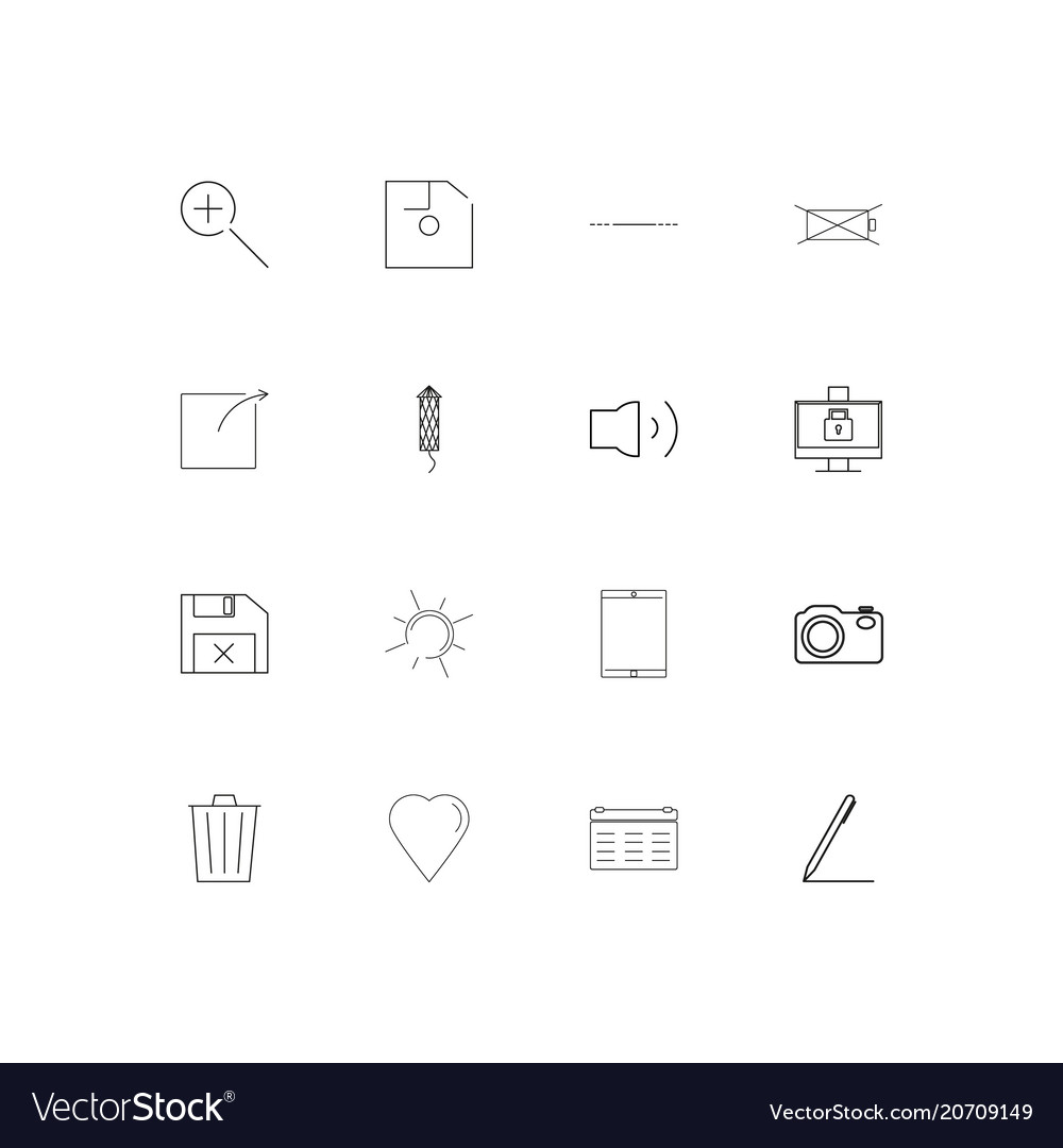 User interface simple linear icons set outlined