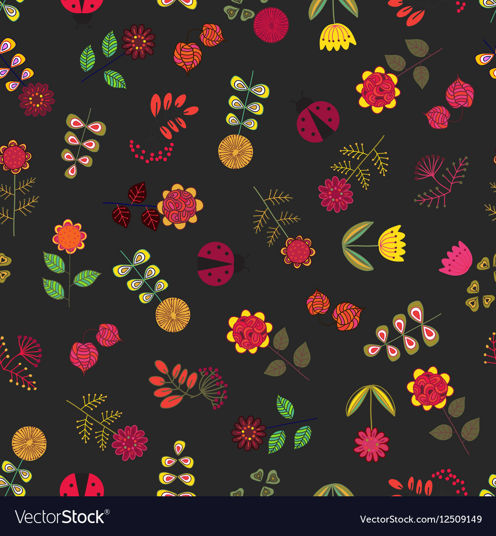 Yellow seamless pattern with flowers