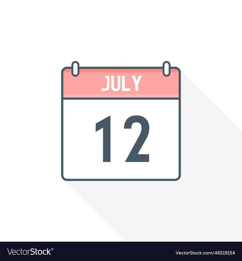 12th july calendar icon july 12 calendar date Vector Image