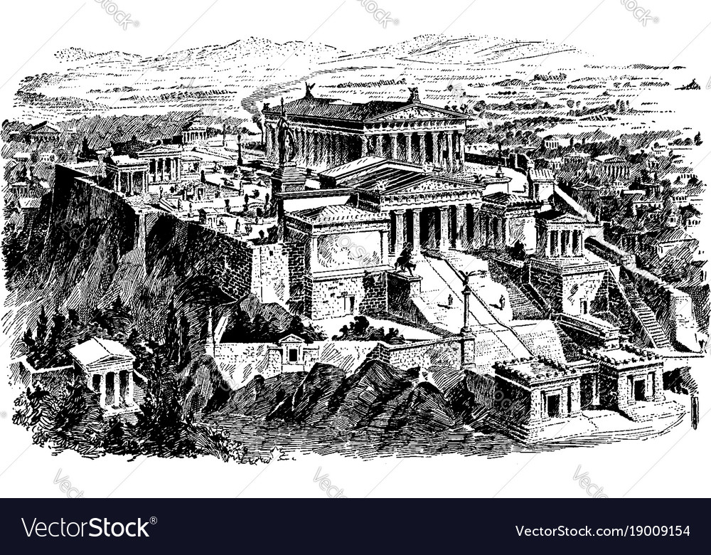 Acropolis of athens - restoration Royalty Free Vector Image