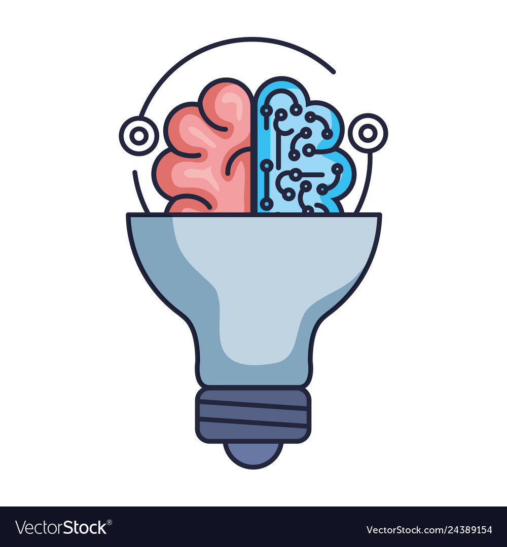Brain with circuit and bulb