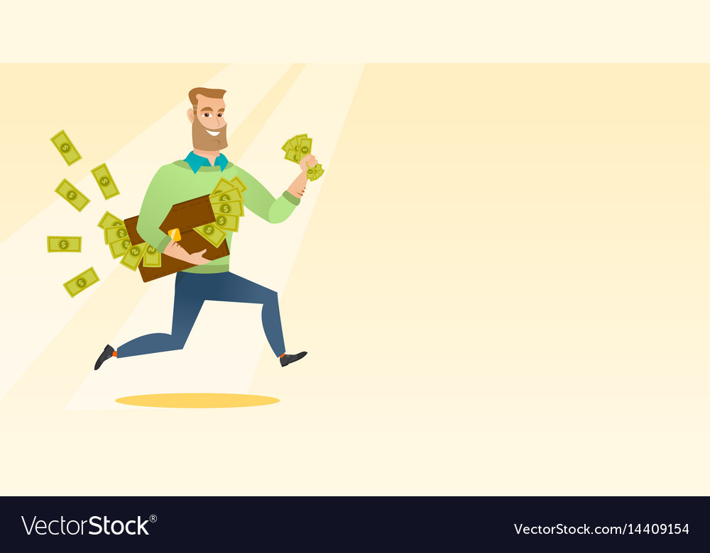 Business woman with briefcase full of money Vector Image