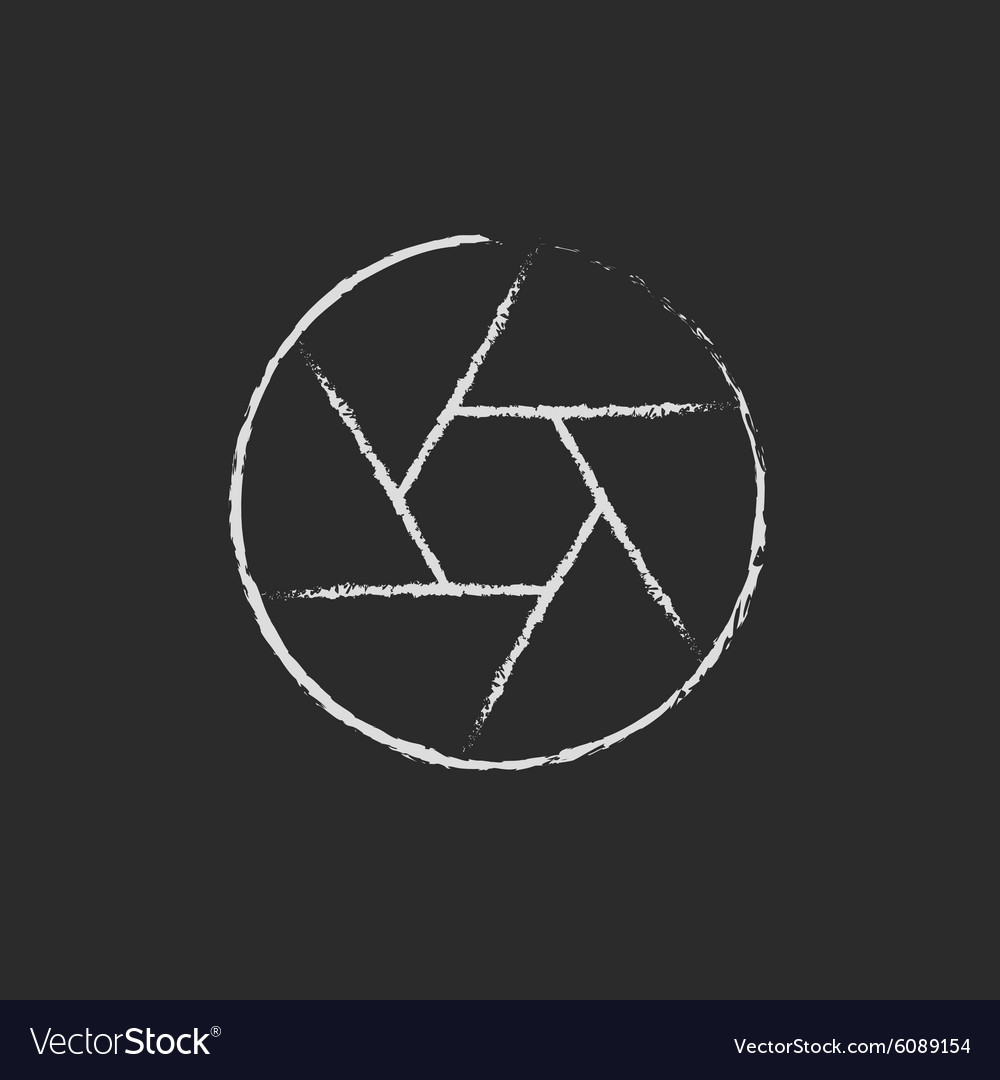 Camera shutter icon drawn in chalk