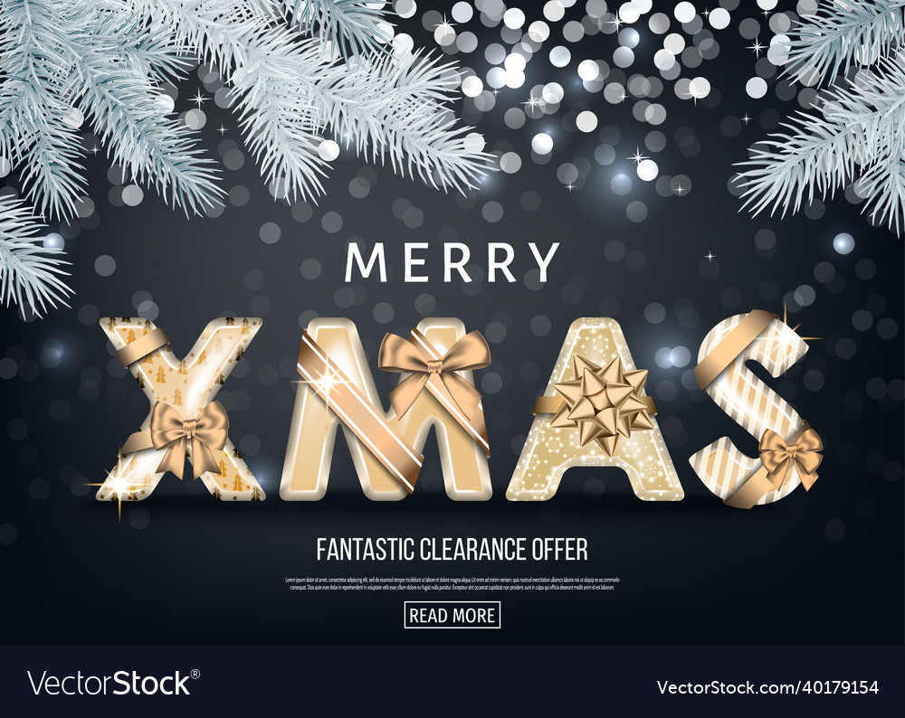 Christmas greeting card with golden letters gift