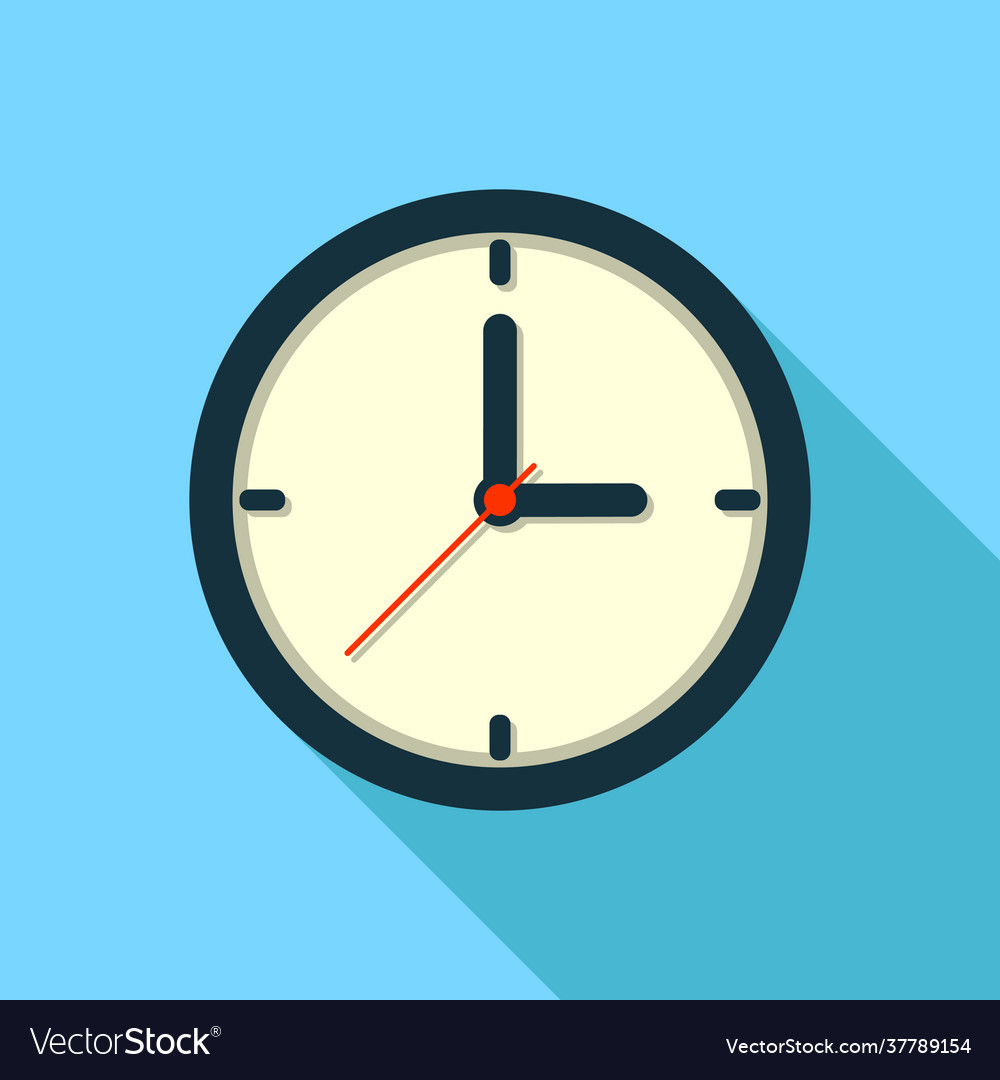 Clock icon in flat style on color background